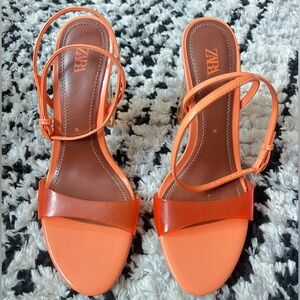 Orange Transparent Zara Heels   4” Size 38